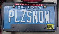 Ken's license plate PLZSNOW